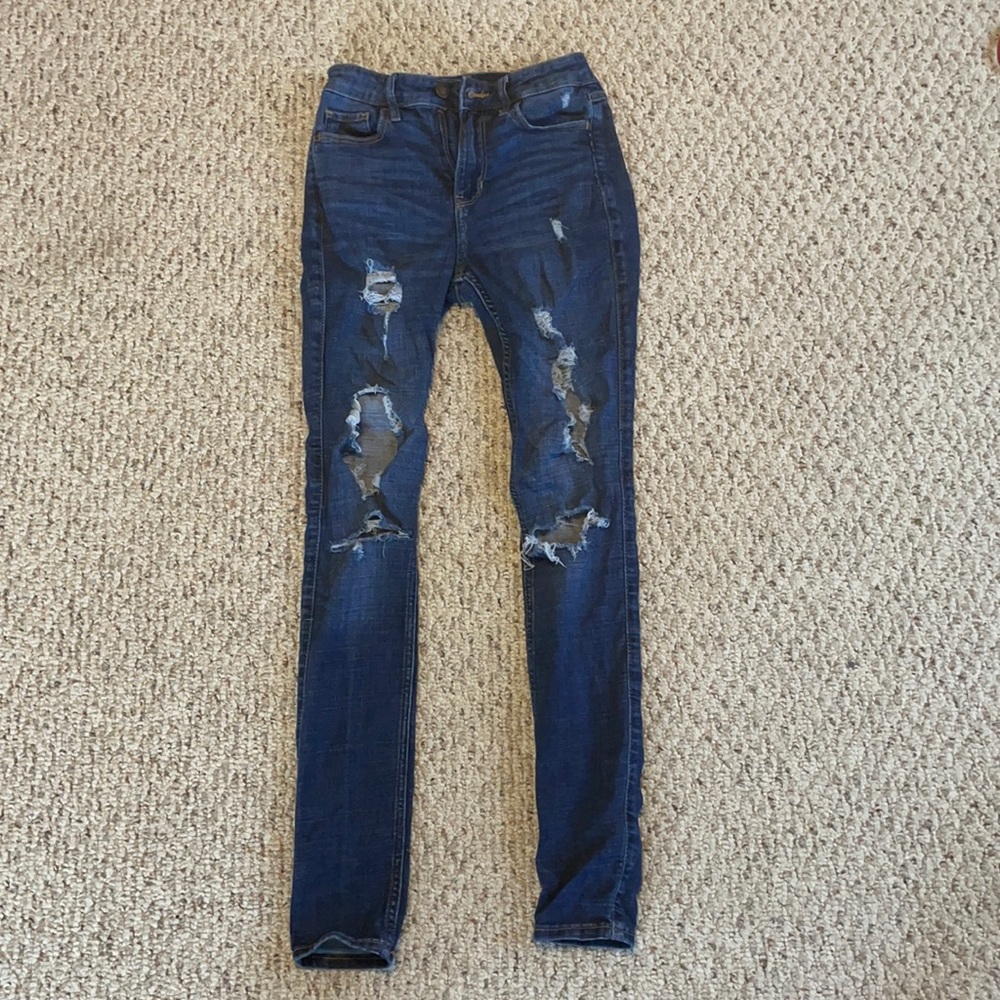 Hollister High-Rise Super-Skinny Distressed Jeans